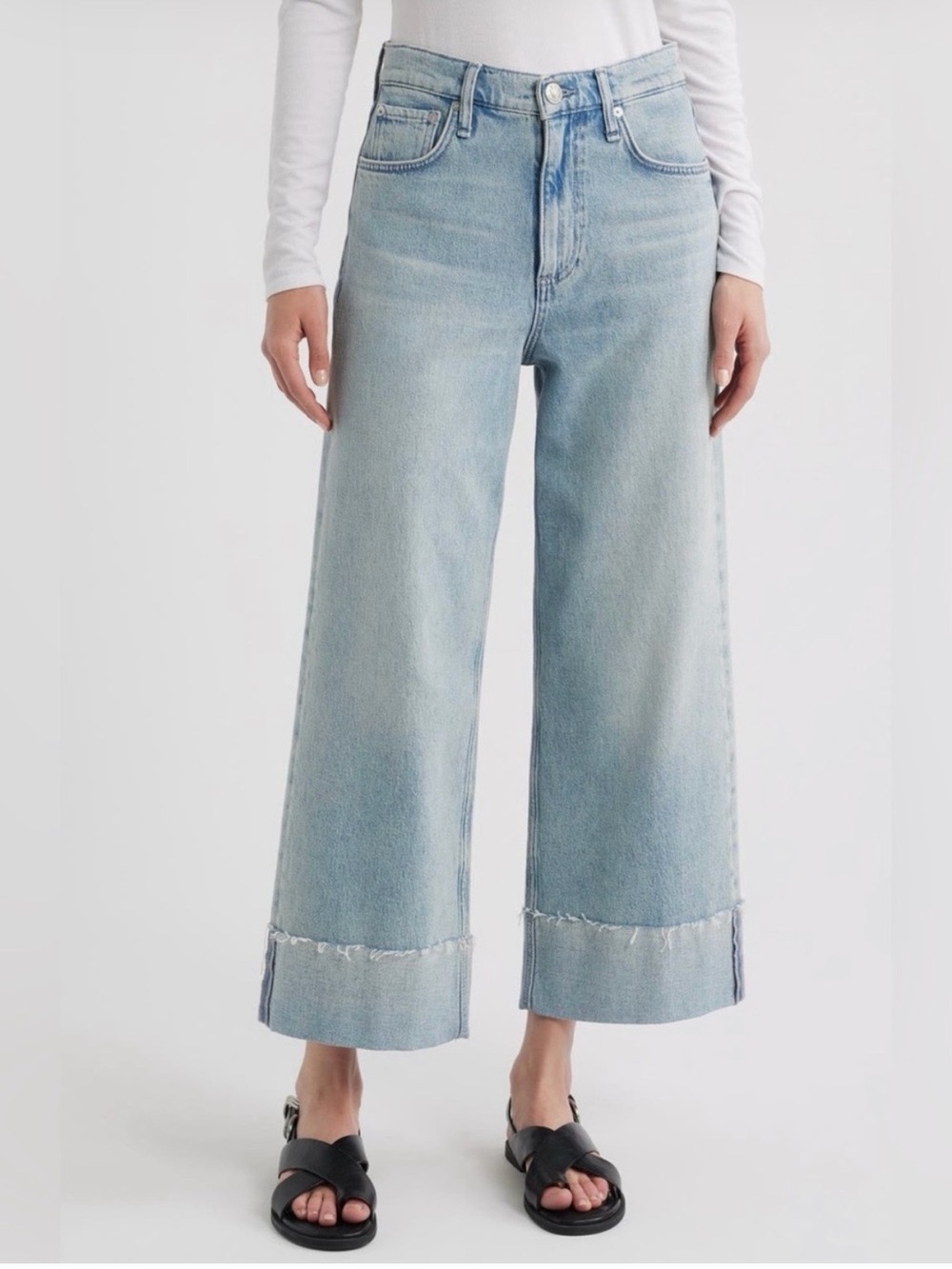 NWT! Rag & Bone Andi High Waist Raw
Cuffed Ankle Wide Leg Jeans